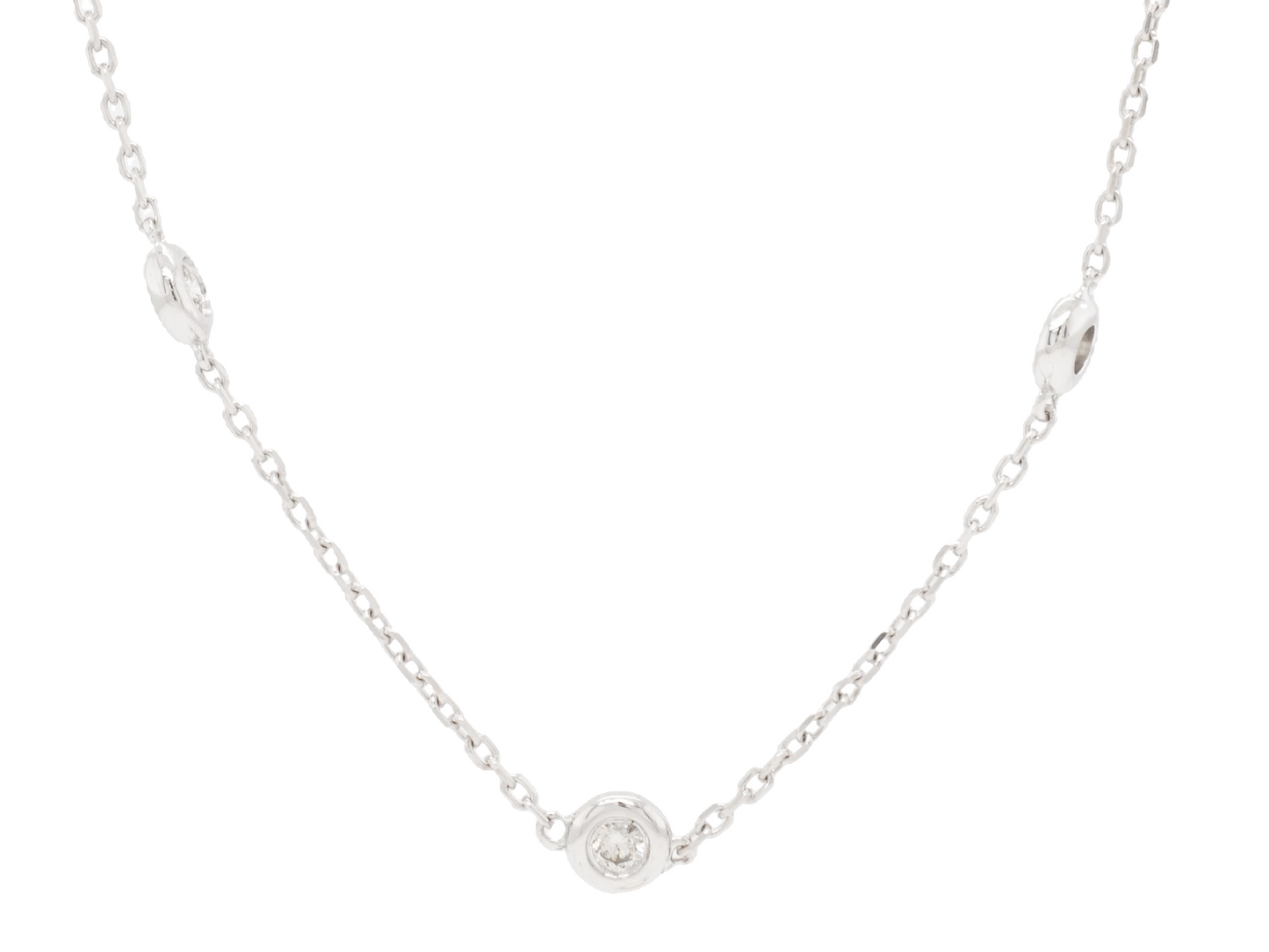 .16 Carat Bezel Set Diamond Necklace in 14K White Gold