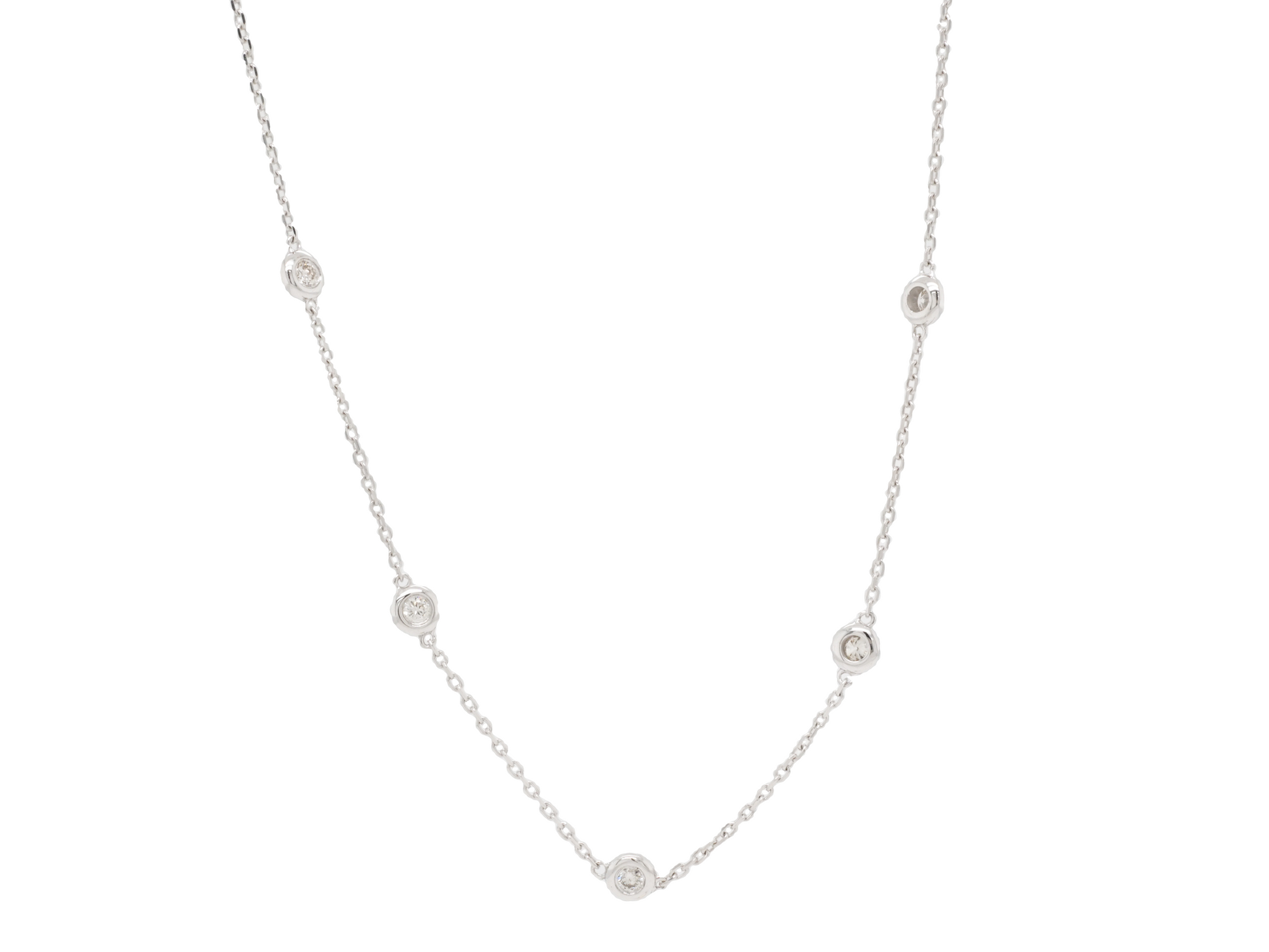 .16 Carat Bezel Set Diamond Necklace in 14K White Gold