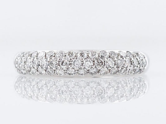 Wedding Band Modern Pave .37 Round Brilliant Cut Diamonds in 14k White Gold