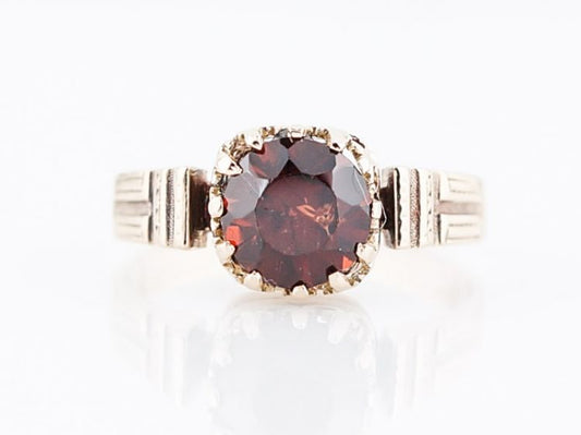 Antique Right Hand Ring Victorian 1.53 Round Cut Garnet in 14k Rose Gold