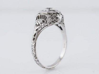 Floral Diamond Engagement Ring Art Deco Filigree in 18k