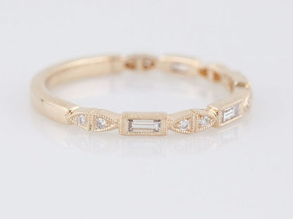 Wedding Band Modern .20 Baguette Cut & Round Brilliant Cut Diamonds in 14k Yellow Gold