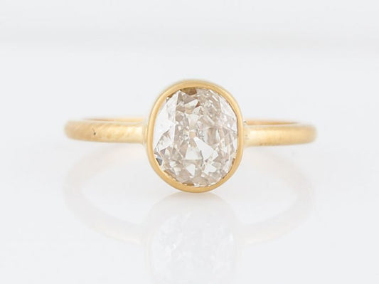 Engagement Ring Custom 1.19 Old Mine Cut Cushion Diamond in 14k Yellow Gold