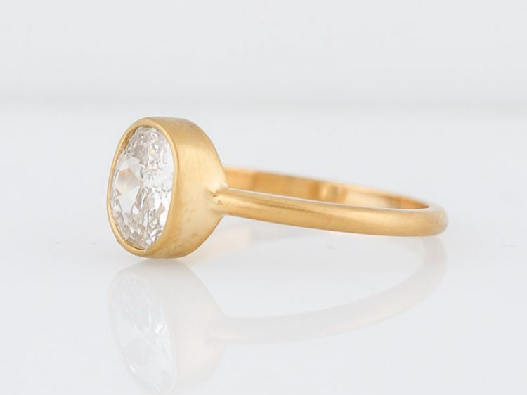 Engagement Ring Custom 1.19 Old Mine Cut Cushion Diamond in 14k Yellow Gold
