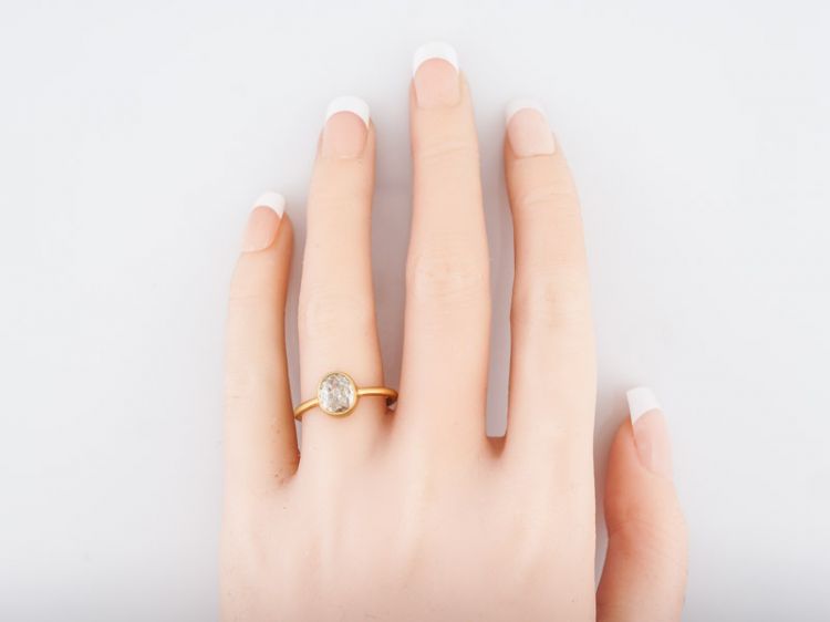 Engagement Ring Custom 1.19 Old Mine Cut Cushion Diamond in 14k Yellow Gold