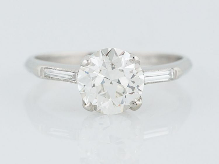 Antique Engagement Ring Art Deco 1.34 Old European Cut Diamond in Platinum
