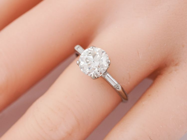 Antique Engagement Ring Art Deco 1.34 Old European Cut Diamond in Platinum