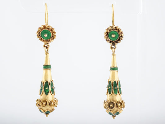 Vintage Earrings Mid-Century Enamel & 14k Yellow Gold