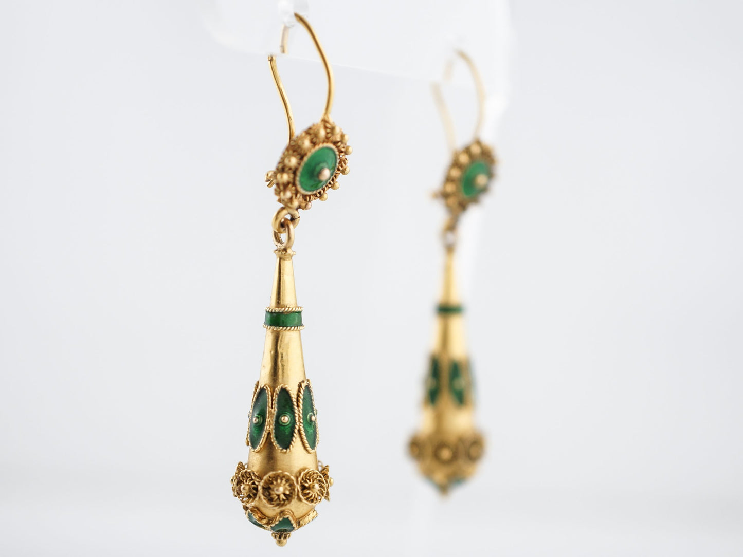 Vintage Earrings Mid-Century Enamel & 14k Yellow Gold