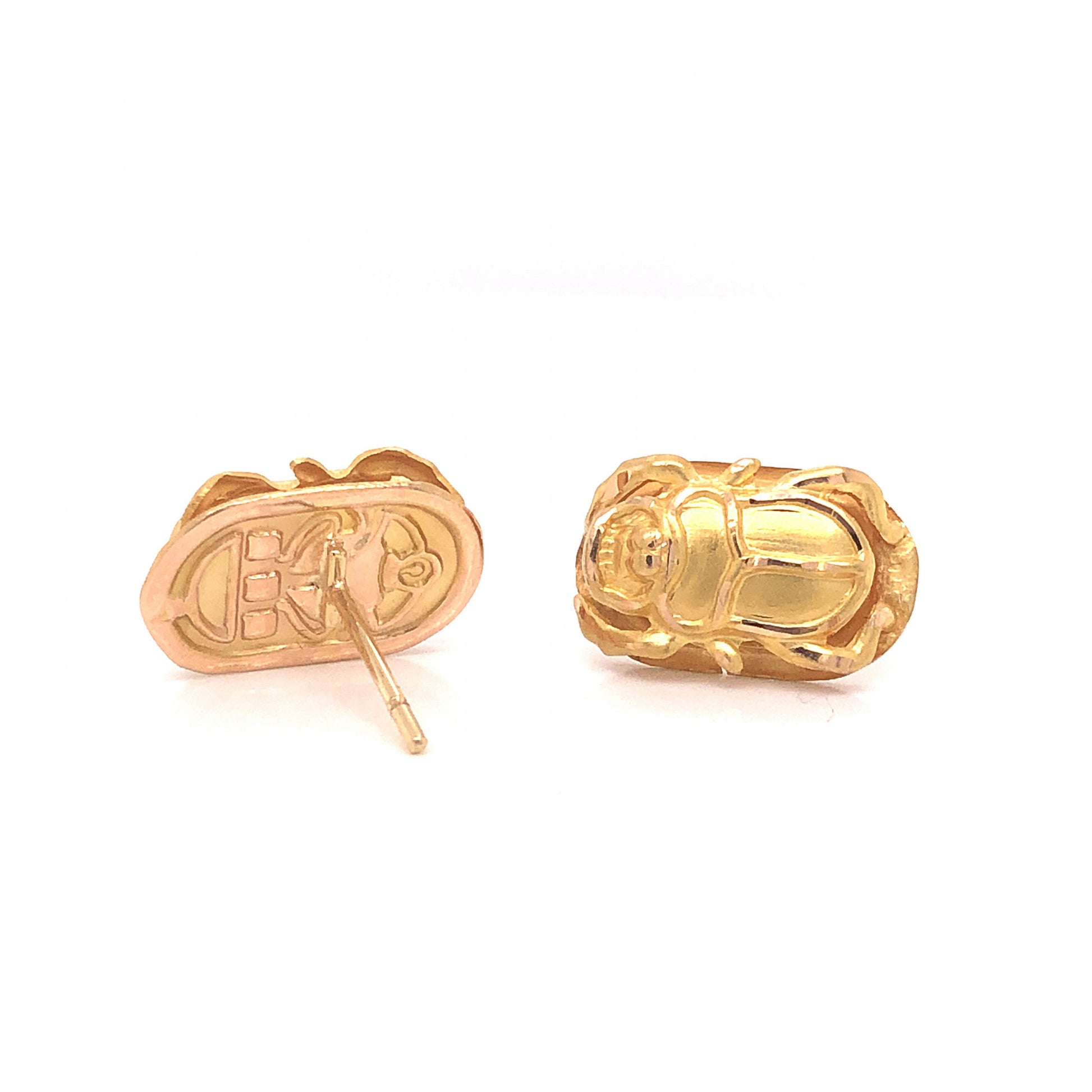 Scarab Beetle Stud Earrings in 18k Yellow Gold