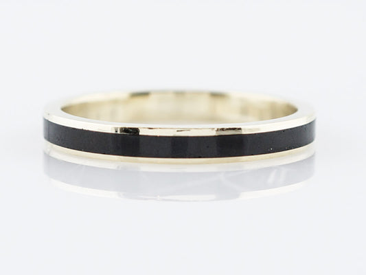 Wedding Band Modern Black Enamel & 14k Yellow Gold