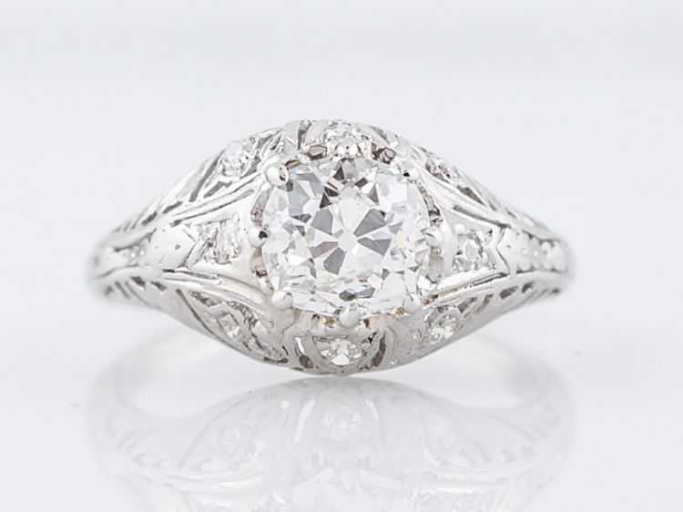 Vintage Filigree Engagement Ring 1 Carat European Diamond