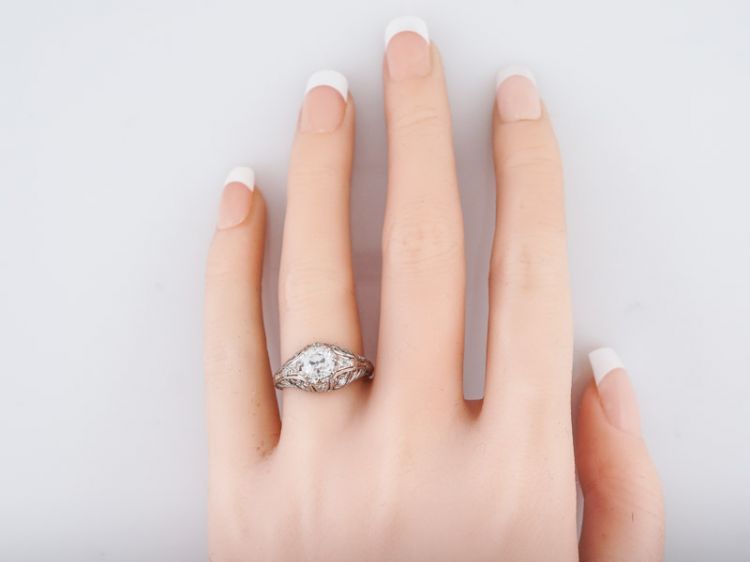 Vintage Filigree Engagement Ring 1 Carat European Diamond