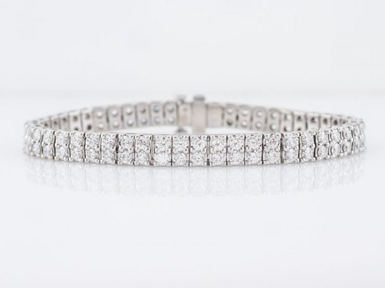 Tennis Bracelet Modern 6.12 Round Brilliant Cut Diamonds in 14k White Gold