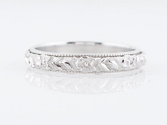 Antique Wedding Band Art Deco Orange Blossom in 18k White Gold