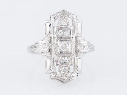 Antique Right Hand Ring Art Deco .18 Old European & Single Cut Diamond in 18k White Gold
