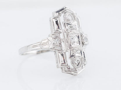 Antique Right Hand Ring Art Deco .18 Old European & Single Cut Diamond in 18k White Gold