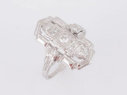Antique Right Hand Ring Art Deco .18 Old European & Single Cut Diamond in 18k White Gold