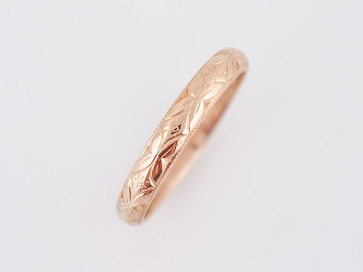 Vintage Wedding Band Retro Orange Blossom in 18k Rose Gold