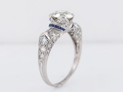 Antique Engagement Ring Art Deco 1.50 Transitional Cut Diamond in Platinum