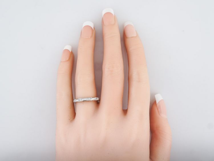 Eternity Wedding Band Modern 1.53 Round Brilliant & Baguette Cut Diamonds in 18k White Gold