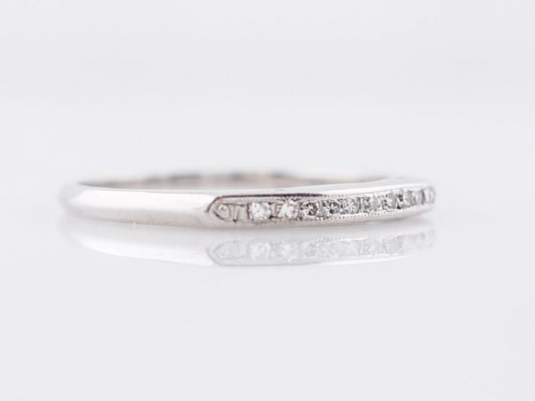 Antique Wedding Band Art Deco .06 Single Cut Diamonds in 14k White Gold