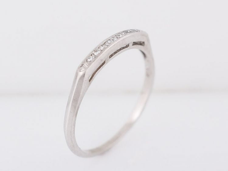 Antique Wedding Band Art Deco .06 Single Cut Diamonds in 14k White Gold