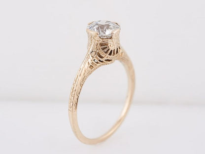Antique Engagement Ring Art Deco .87 Old European Cut Diamond in 14k Yellow Gold