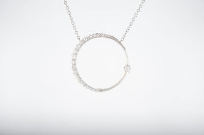 Antique Necklace Art Deco 1.19 Round Brilliant & Single Cut Diamonds in 14k White Gold