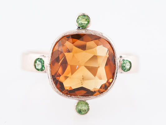 Vintage Right Hand Ring Retro 3.74 Cushion Cut Citrine in 9k Rose Gold