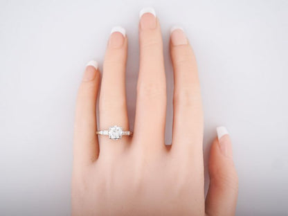 Antique Engagement Ring Art Deco GIA 1.49 Round Brilliant Cut Diamond in Platinum