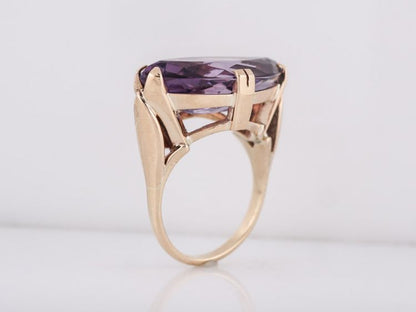 Vintage Cocktail Ring Mid-Century 9.00 Marquis Cut Amethyst in 10k Yellow Gold