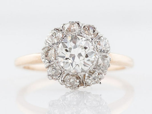 Cluster Diamond Engagement Ring European Diamonds in 14k