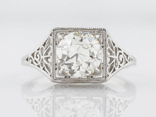 Filigree Diamond Engagement Ring Art Deco Platinum