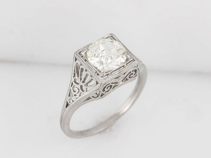 Filigree Diamond Engagement Ring Art Deco Platinum