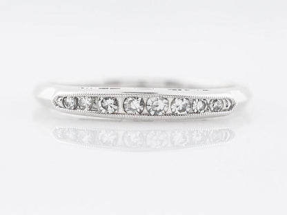 Antique Wedding Band Art Deco .10 Single Cut Diamonds in 18k White Gold