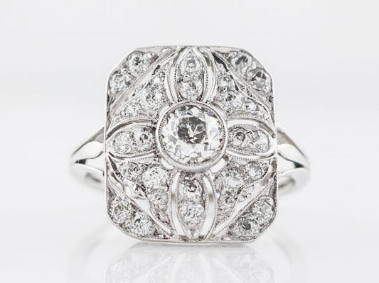 Antique Right Hand Ring Art Deco 1.03 carats of Old European Cut Diamonds in Platinum