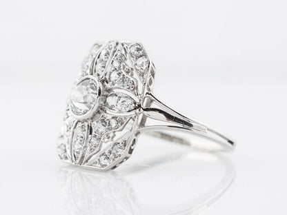 Antique Right Hand Ring Art Deco 1.03 carats of Old European Cut Diamonds in Platinum