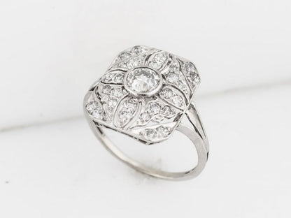 Antique Right Hand Ring Art Deco 1.03 carats of Old European Cut Diamonds in Platinum