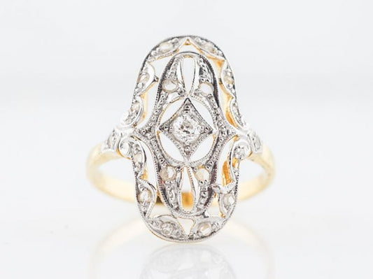 Antique Right Hand Ring Victorian .05 Old European Cut Diamond in 14k Yellow & White Gold