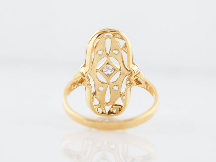 Antique Right Hand Ring Victorian .05 Old European Cut Diamond in 14k Yellow & White Gold