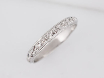 Antique Wedding Band Art Deco Orange Blossom in 18k White Gold