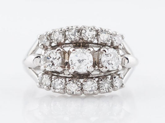 Vintage Right Hand Ring Mid-Century .94cttw Round Brilliant Cut Diamonds in 14k White Gold