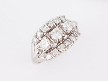 Vintage Right Hand Ring Mid-Century .94cttw Round Brilliant Cut Diamonds in 14k White Gold