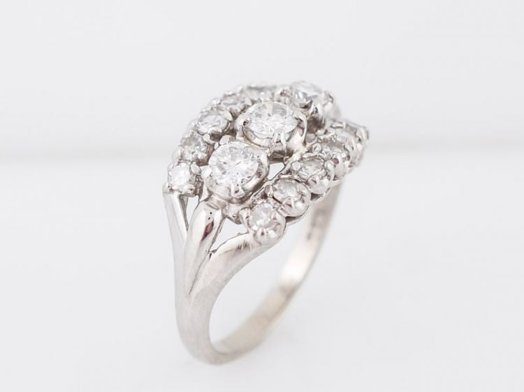 Vintage Right Hand Ring Mid-Century .94cttw Round Brilliant Cut Diamonds in 14k White Gold