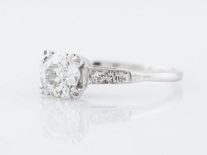 Antique Engagement Ring Art Deco .95 Old European Cut Diamond in 14k White Gold