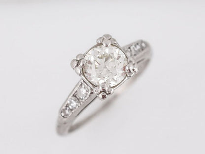 Antique Engagement Ring Art Deco .93 Old European Cut Diamond in Platinum