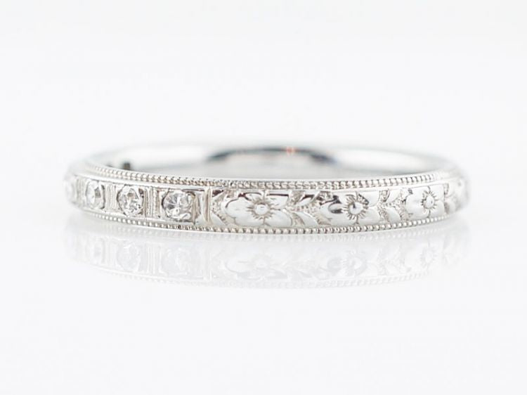 Antique Wedding Band Art Deco .11 Single Cut Diamonds in Platinum
