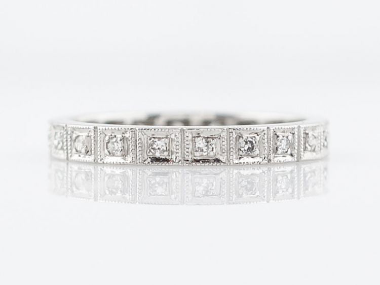 Antique Wedding Band Art Deco .50 Single Cut Diamonds in Platinum