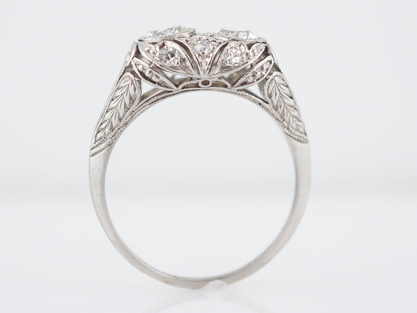 Antique Right Hand Ring Art Deco .65 Old European Cut Diamonds in Platinum
